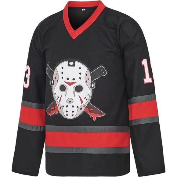 Men's Voorhees 13 Jason Friday Movie Ice Hockey Jersey Halloween Stitched - Picture 2 of 4